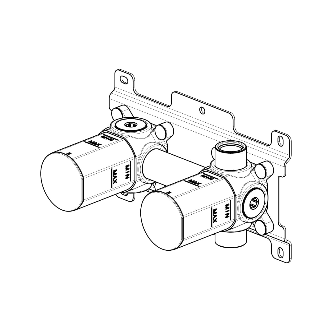 Parte Incasso Per Lavabo A Parete A Due Fori Con Box Per Cartuccia Oioli Rubinetterie